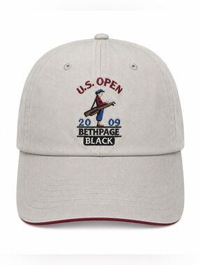 New 2009 US Open Bethpage Black USGA Member PGA Khaki Strapback Golf Hat Cap